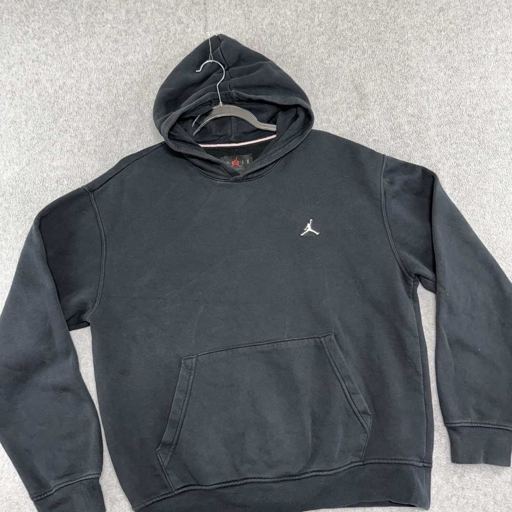 Jordan Jumpman Black Fleece Pullover Hoodie Men's Size M Logo Kangaroo Pocket - Picture 1 of 3